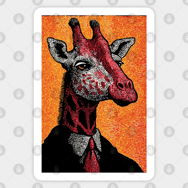 Majestic Giraffe in Business Attire Surreal Art Sticker by TuncGK